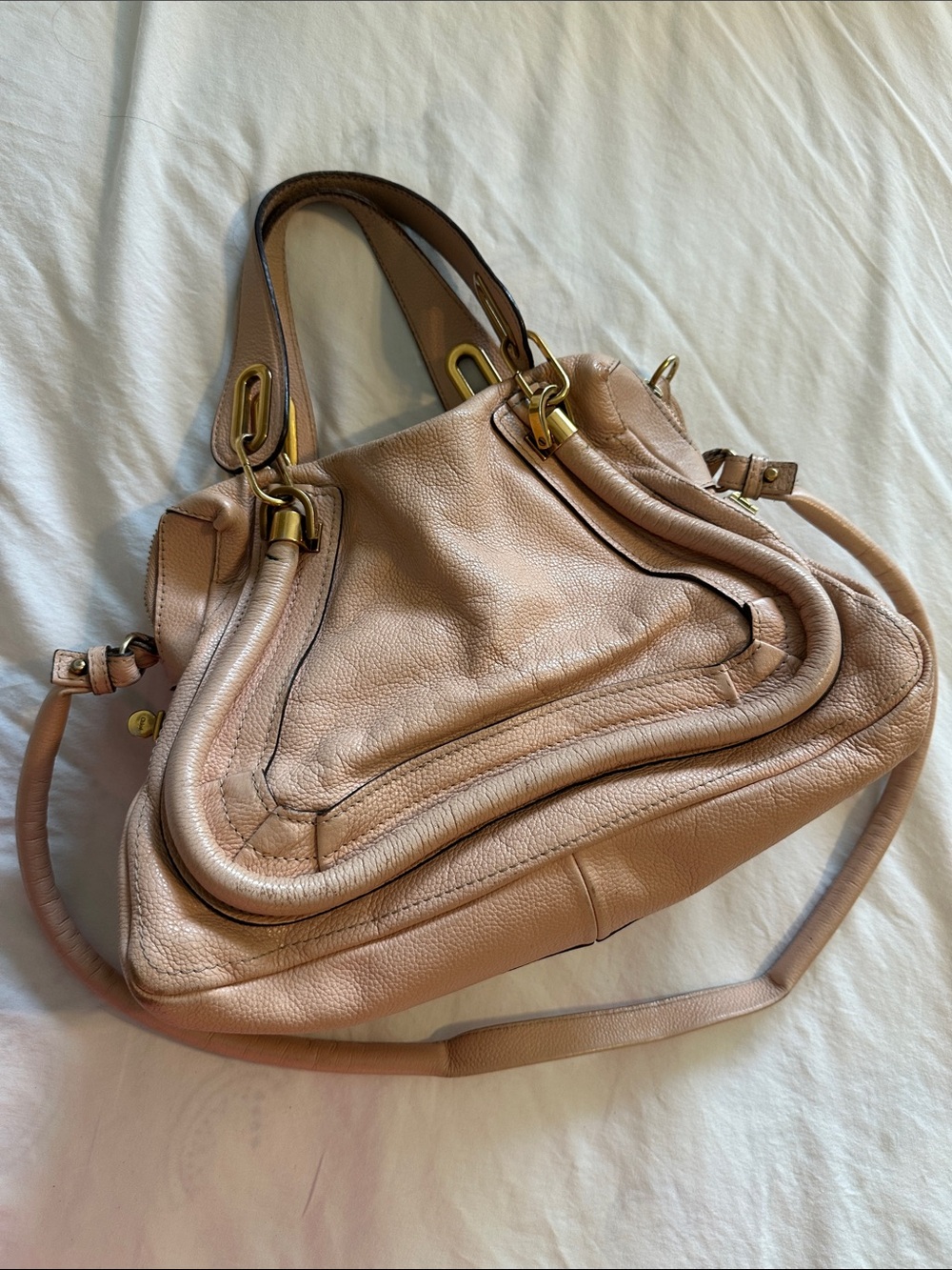 Chloe Paraty Leather Tote Handbag in Light Pink